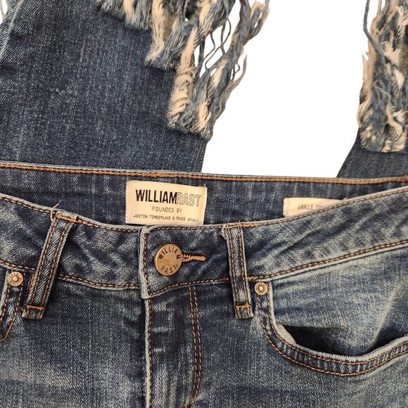 William Rast By Justin Timberlake & Trace Ayala Fringed Ankle Ripped Jeans Sz 25 - Picture 2 of 5
